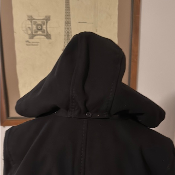 Black Double-Breasted Pea Coat with Wide Collar - Picture 5 of 9